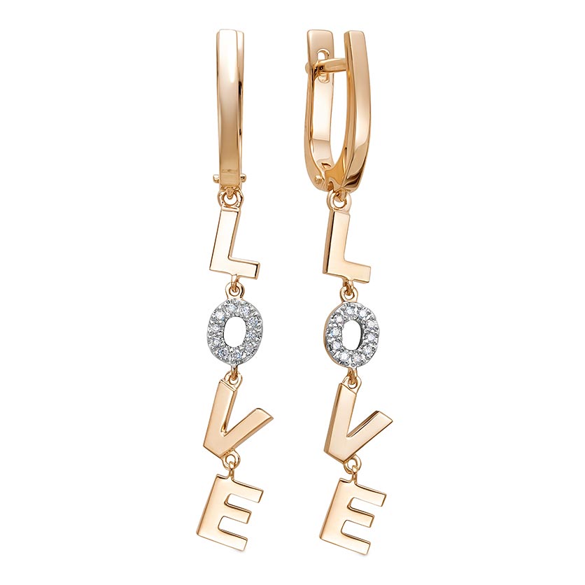 Серьги из красного золота с бриллиантом Brilliant Style Jewelry 4005-210