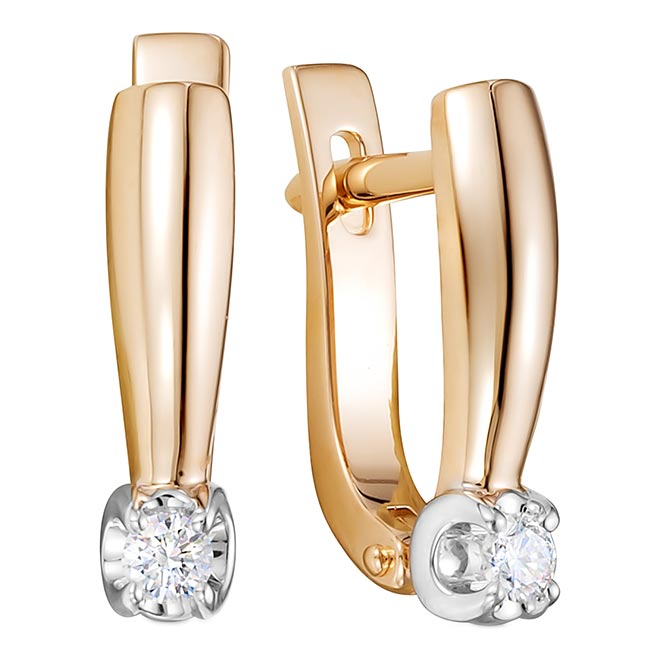 Серьги из красного золота с бриллиантом Brilliant Style Jewelry 4034-210