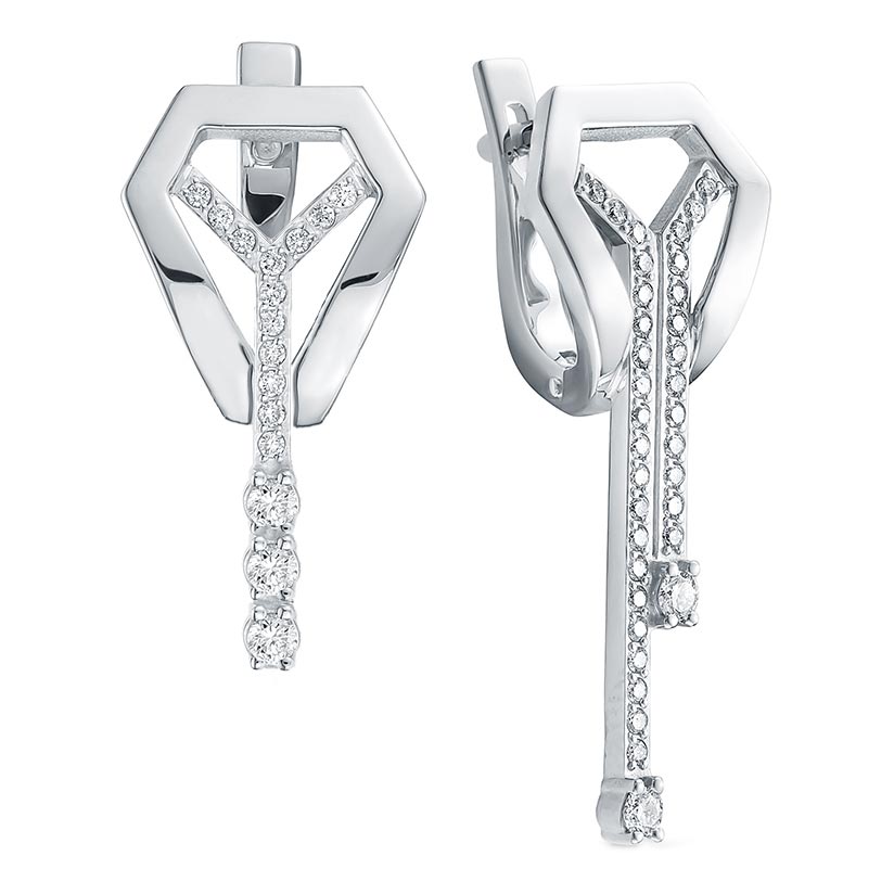 Серьги из белого золота с бриллиантом Brilliant Style Jewelry 4142-21001