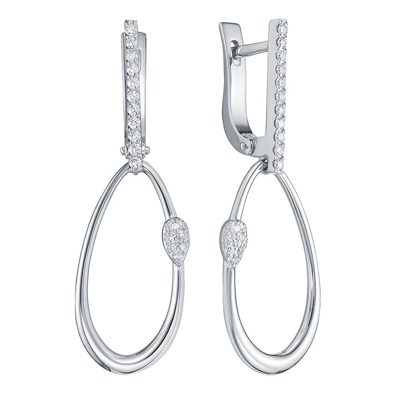 Серьги из белого золота с бриллиантом Brilliant Style Jewelry 4178-21001