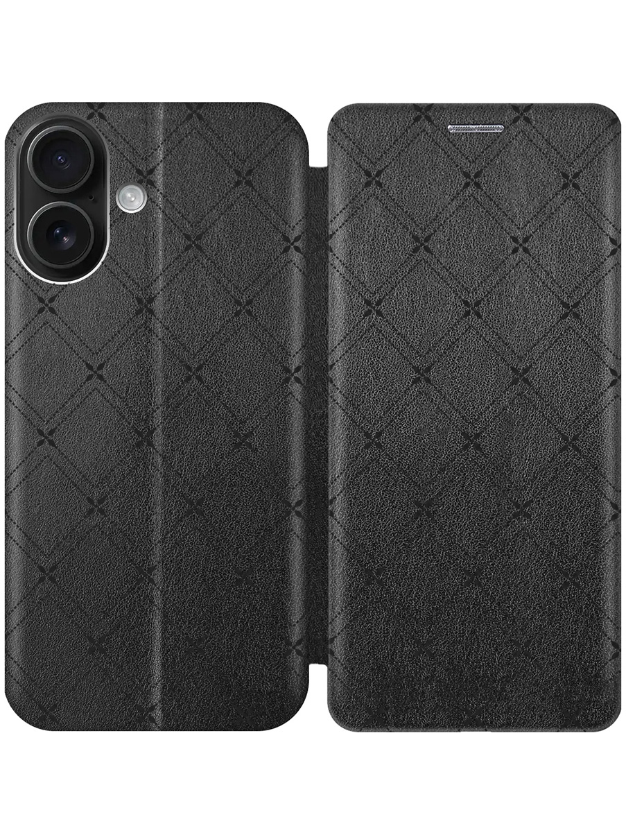 

Чехол-книжка на Apple iPhone 16 с принтом "Стильные линии" черный, 785196532