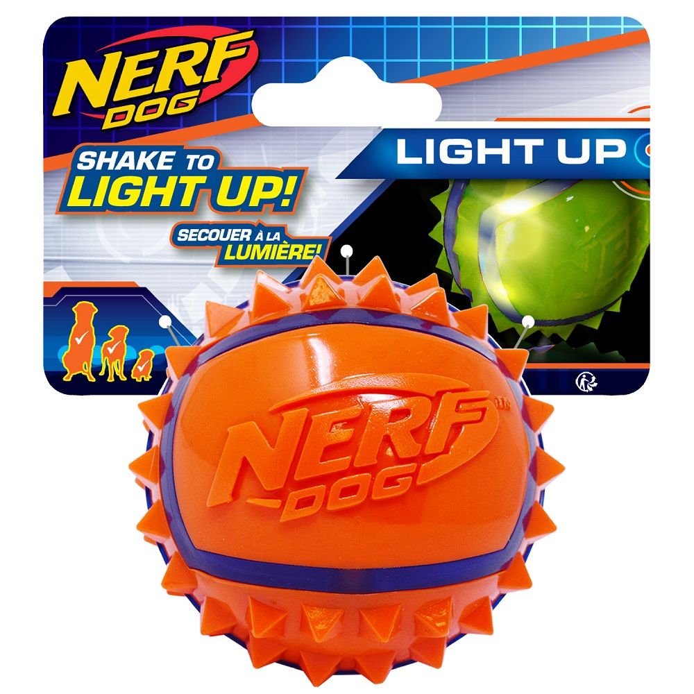 Игрушка для собак NERF Мяч с шипами светящийся, 6см