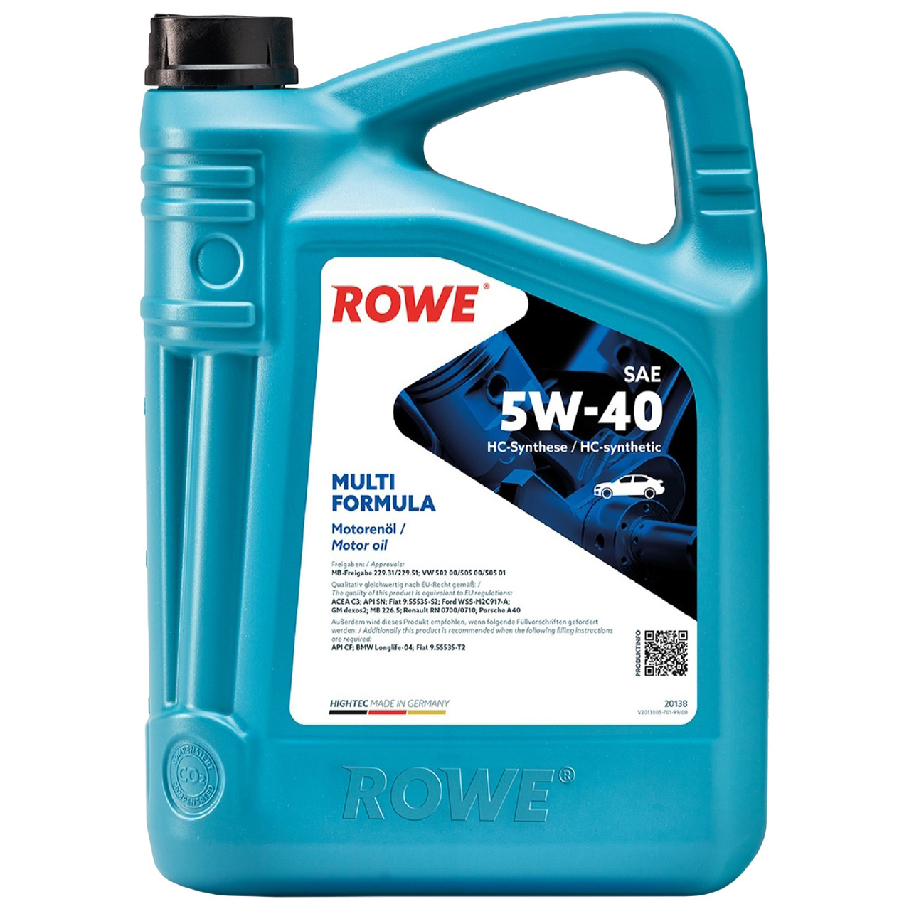 Моторное масло RoWe Hightec Multi Formula 5W40 5л