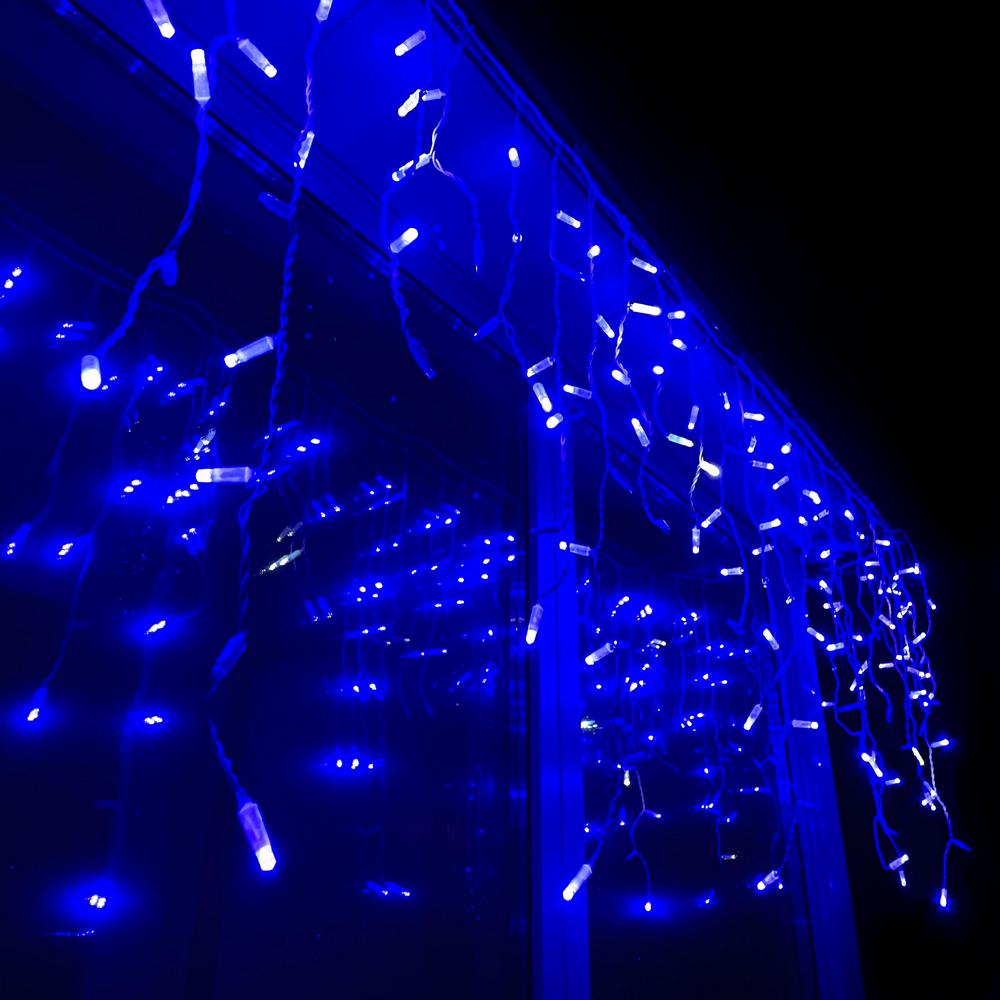 Гирлянда Бахрома SH Lights RW-OIC208, 4х0.8 м, синий/белый мерцающий, уличная,белый провод
