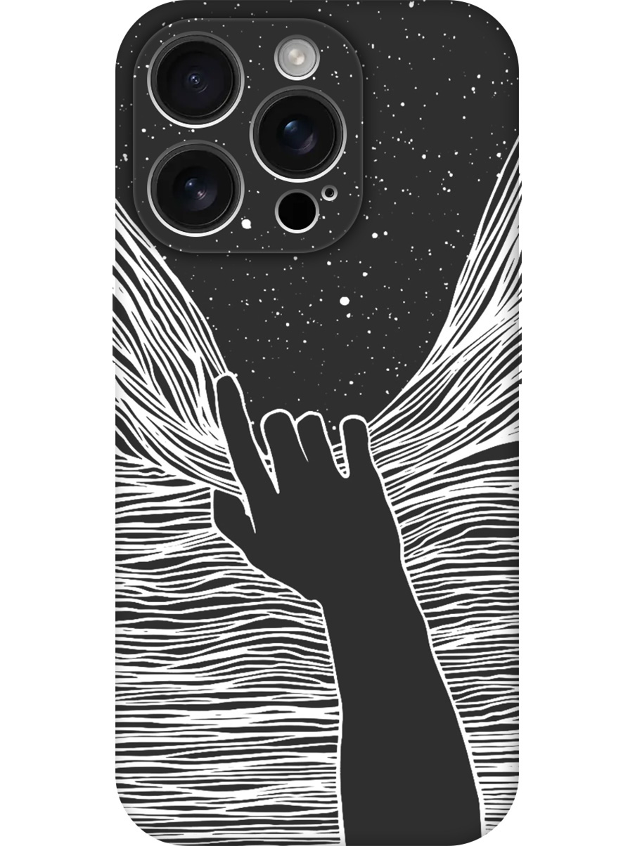

Силиконовый чехол на Apple iPhone 16 Pro с принтом "Рука и нити" матовый черный, 785197741