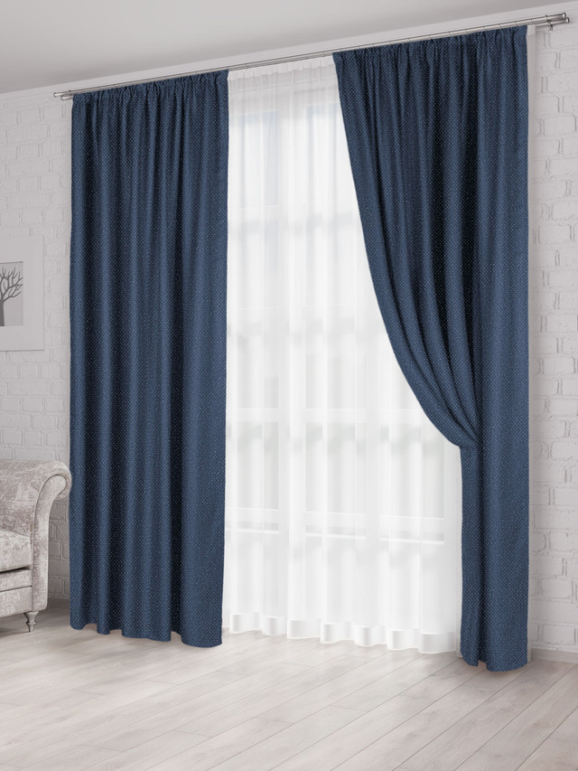 фото Штора классическая тора darkbluem 200x270 см dark blue