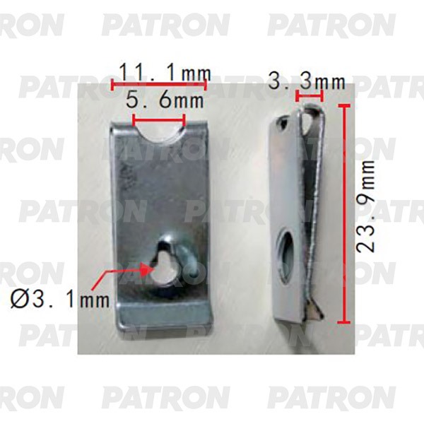 

Скоба Крепежная Mercedes Применяемость: Скоба T=23.9, F=11.1, H=3.3 PATRON арт. P37-2166