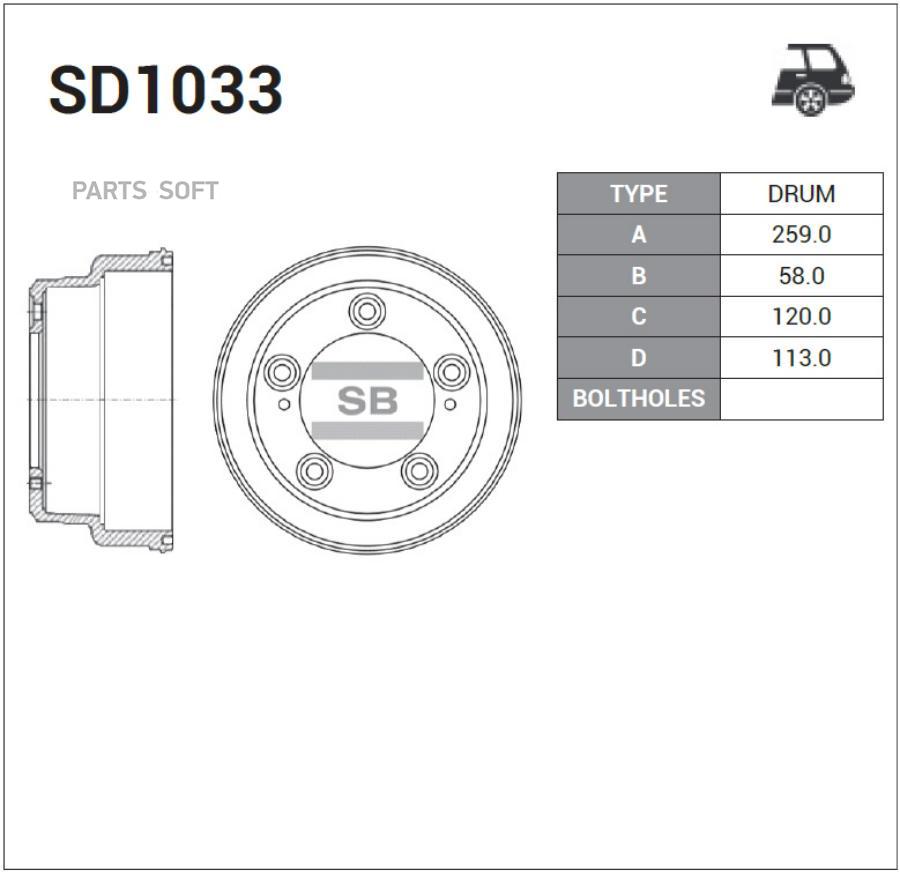 SANGSIN BRAKE Барабан тормозной SANGSIN BRAKE SD1033 комплект 1 шт