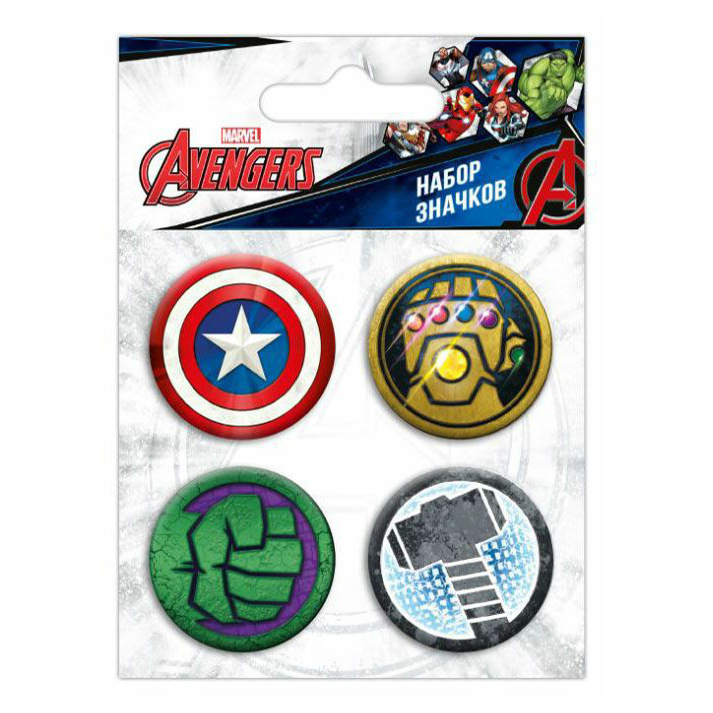 

Значок универсальный Marvel 4 шт