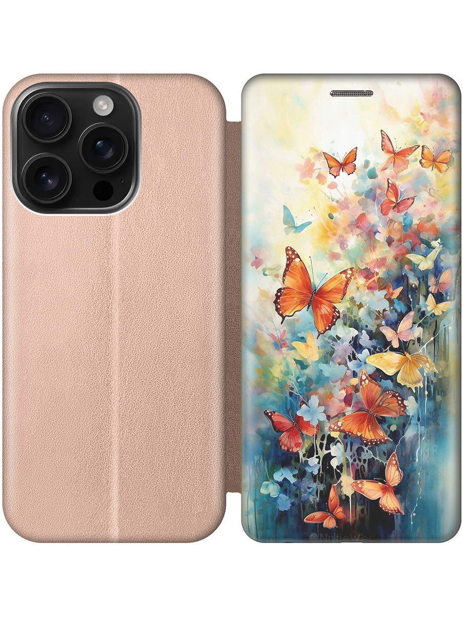 

Чехол-книжка на Apple iPhone 16 Pro с принтом "Бабочки акварелью" золотой, Золотистый;желтый;красный;синий, 785197791