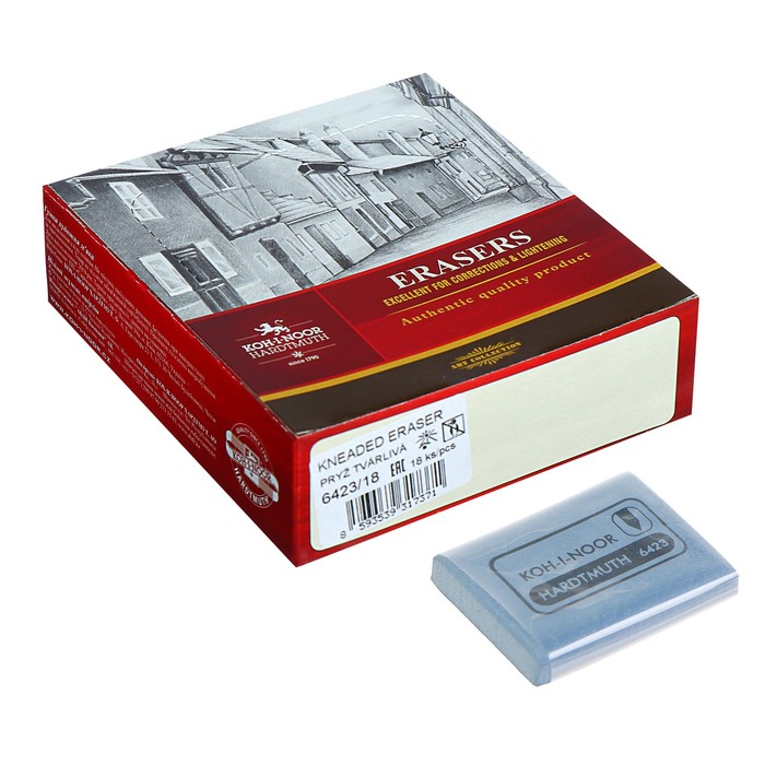 

Ластик-клячка для растушевки Koh-I-Noor 6423/18 Extra soft, серый (18 шт)