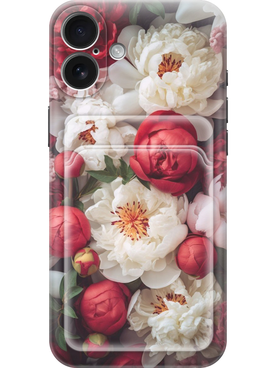 

Силиконовый чехол на Apple iPhone 16 Plus с принтом с карманом для карты 825591, Прозрачный;белый;красный, 785197121