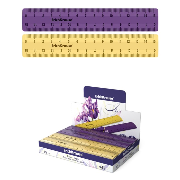 

Линейка 15 см ErichKrause Iris, пластик, микс из 2 цветов, в коробке-дисплее, Разноцветный