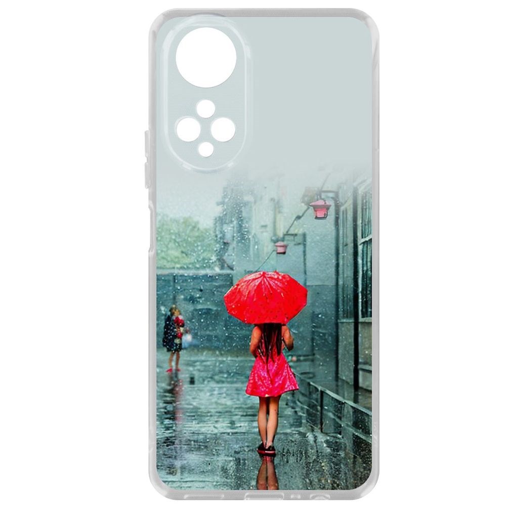 

Чехол Красный зонтик для Honor X7, Прозрачный