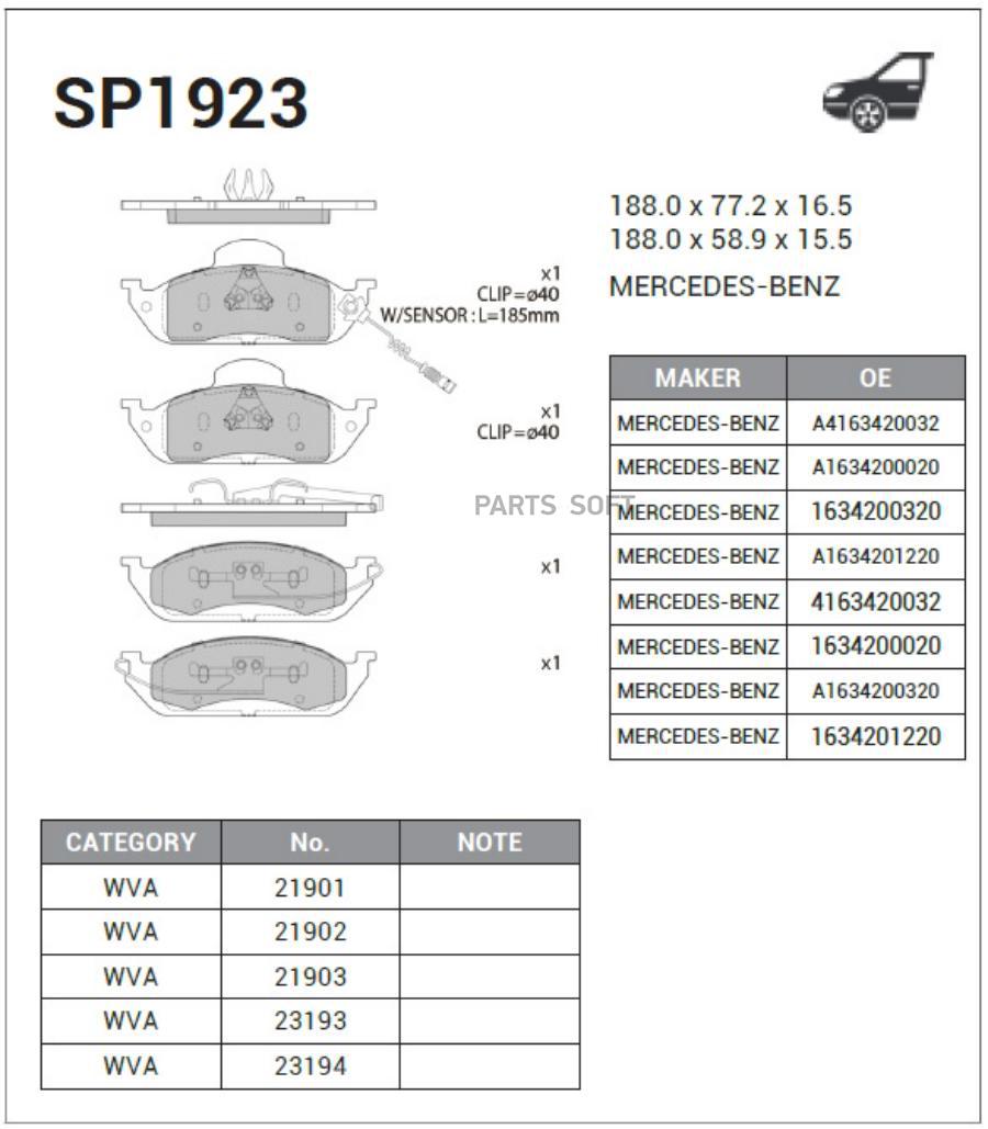 

Тормозные колодки Sangsin brake SP1923