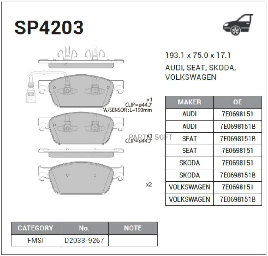 

Тормозные колодки Sangsin brake SP4203