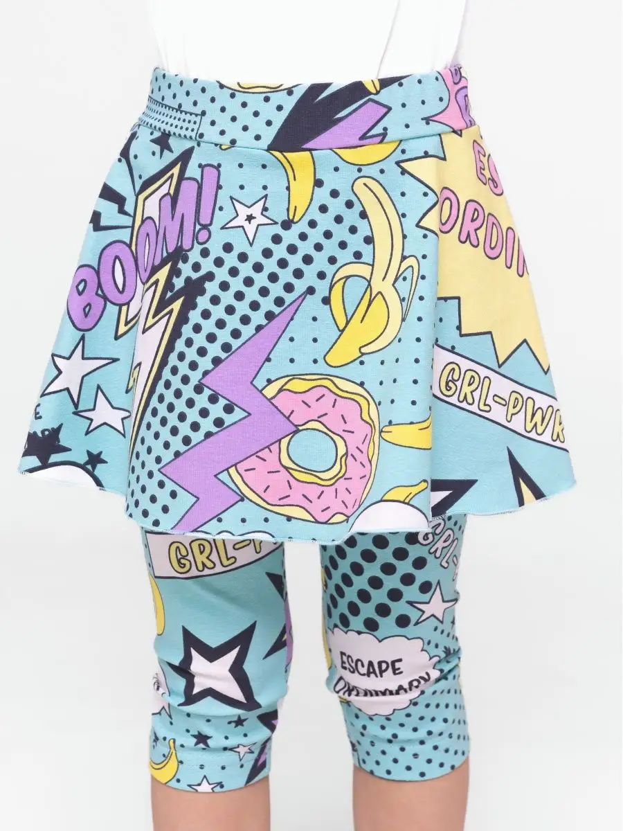 Леггинсы детские Трифена Р-004, Бирюзовый, розовый, белый, 116