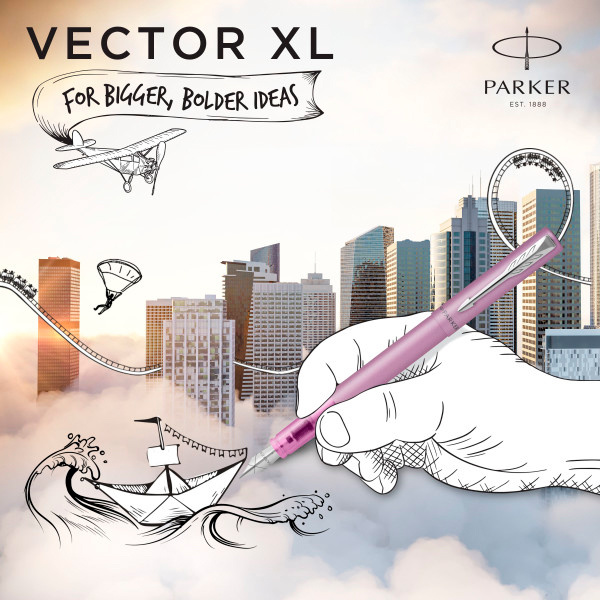 Ручка перьевая Parker Vector XL F21 Lilac CT M нержавеющая сталь подарочная упаковка