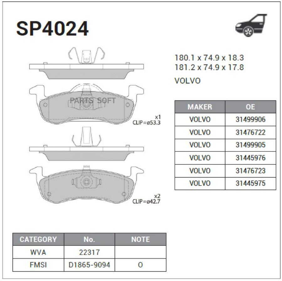

Тормозные колодки Sangsin brake SP4024
