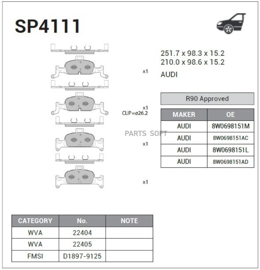 

Тормозные колодки Sangsin brake SP4111