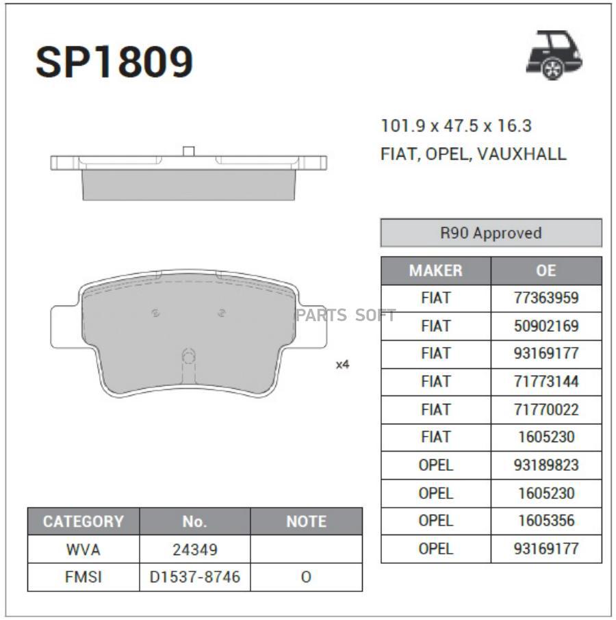 

Тормозные колодки Sangsin brake SP1809