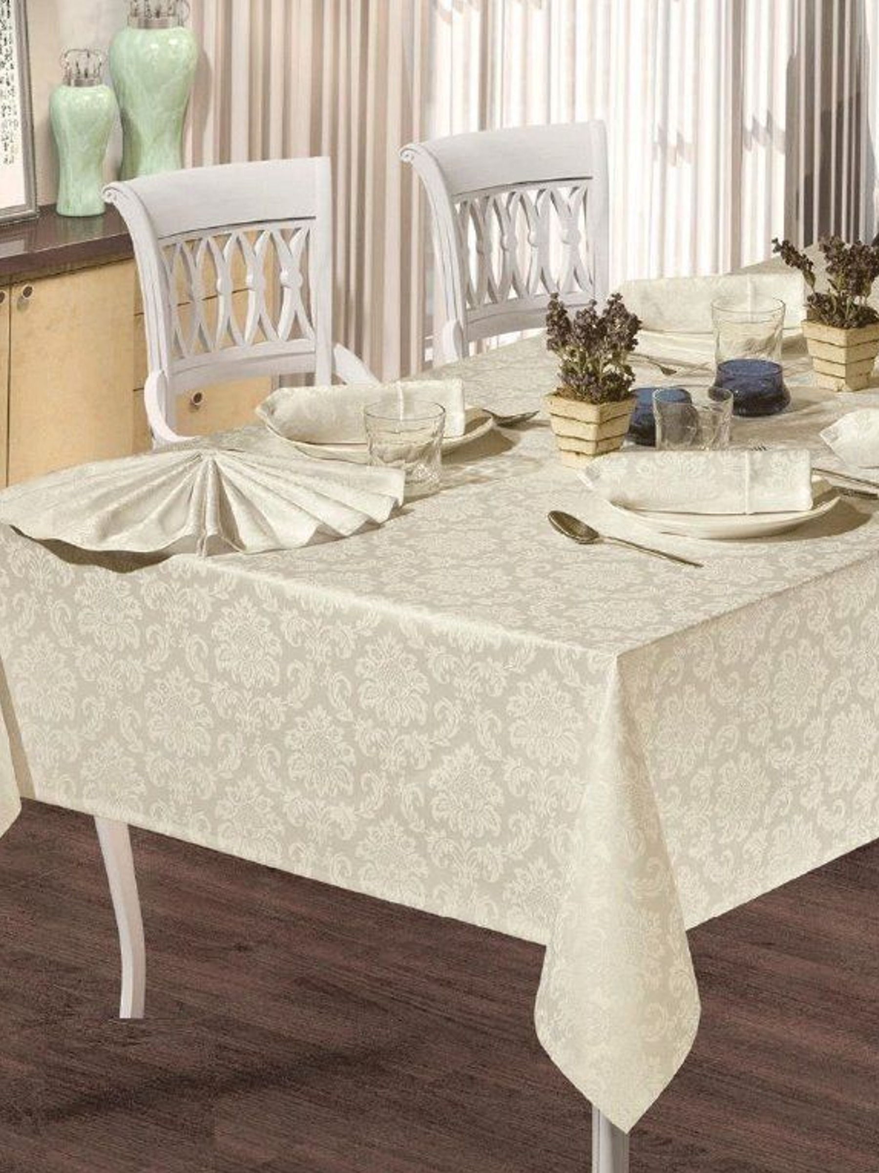 

Скатерть EFOR COTTON SET 160*220 + 8 салфеток, капучино, Бежевый, SK-222