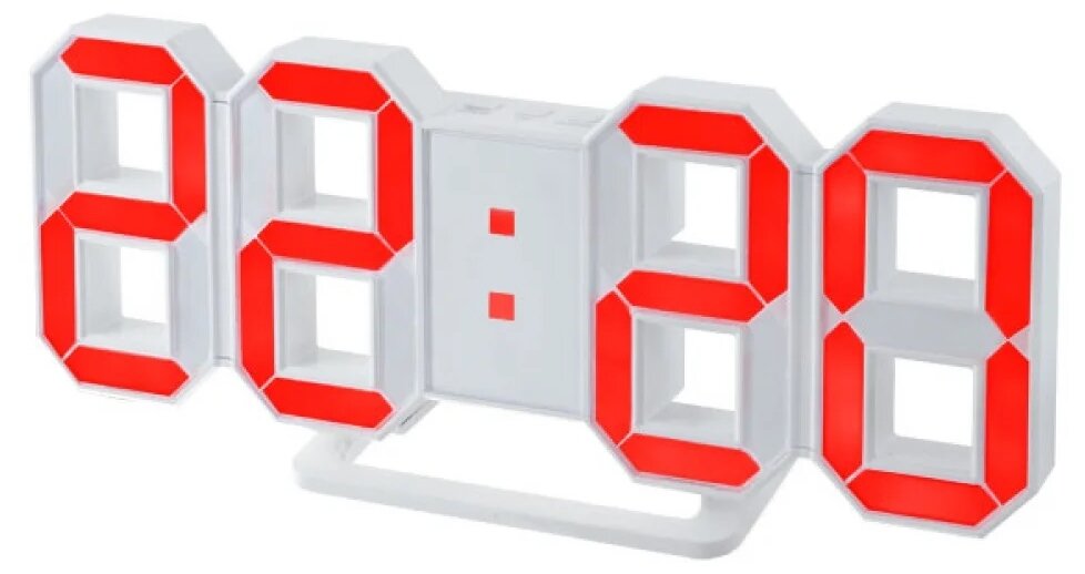 фото Настольные электронные led часы-будильник, белый корпус/красный циферблат wellywell