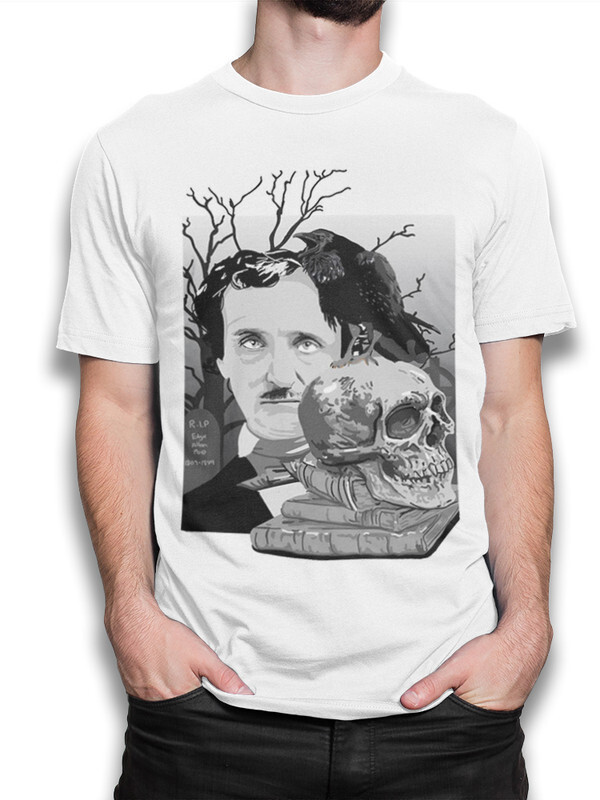 

Футболка мужская Dream Shirts Эдгар Аллан По - Череп и Ворон белая S, Эдгар Аллан По - Череп и Ворон