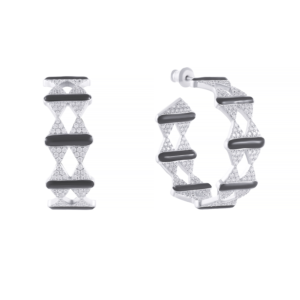 

Серьги конго из серебра Element47 E5009_SR_ENAM_001_WG, эмаль/фианит, E5009_SR_ENAM_001_WG