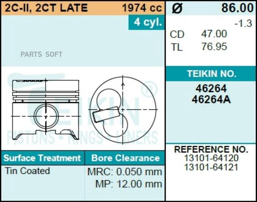 

Поршни TEIKIN комплект 4 шт
