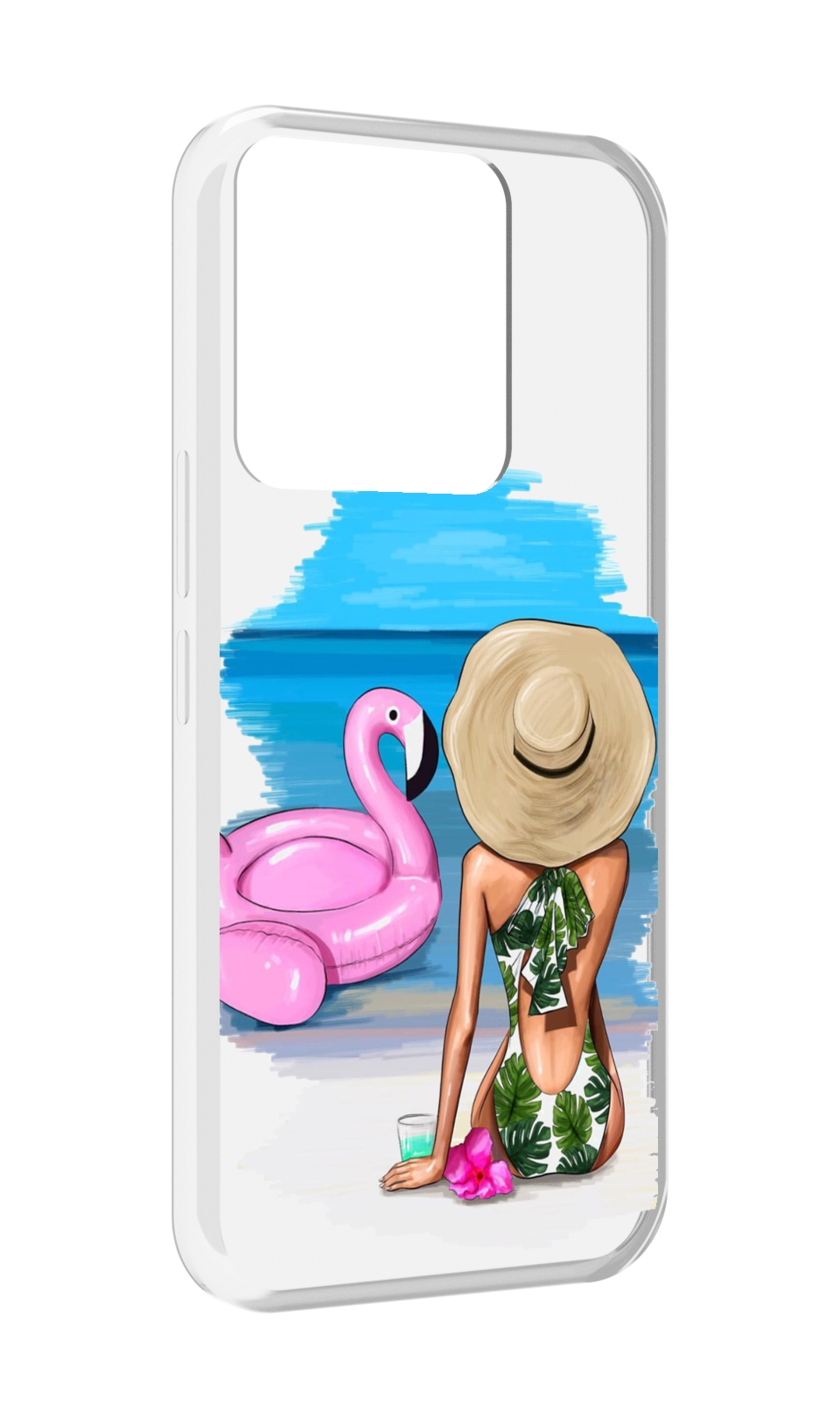 

Чехол MyPads Девушка-и-фламинго женский для Tecno Spark Go 2022 / Tecno Spark 8C, Прозрачный, Tocco