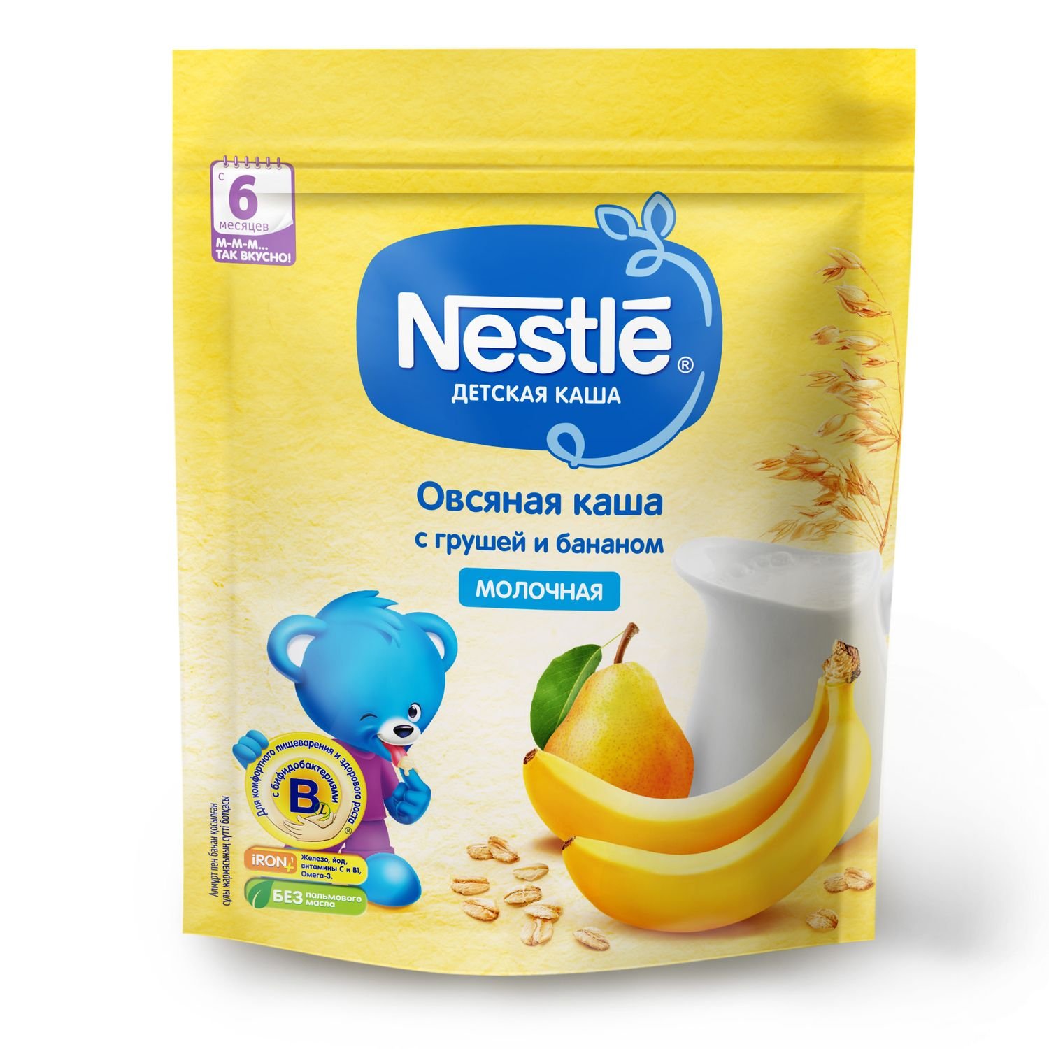 Каша Nestle молочная овсяная с грушей и бананом с 6 месяцев, 220 г