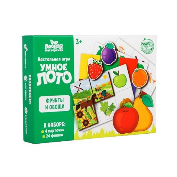 

Лото Лесная мастерская Фрукты и овощи, 24 фишки