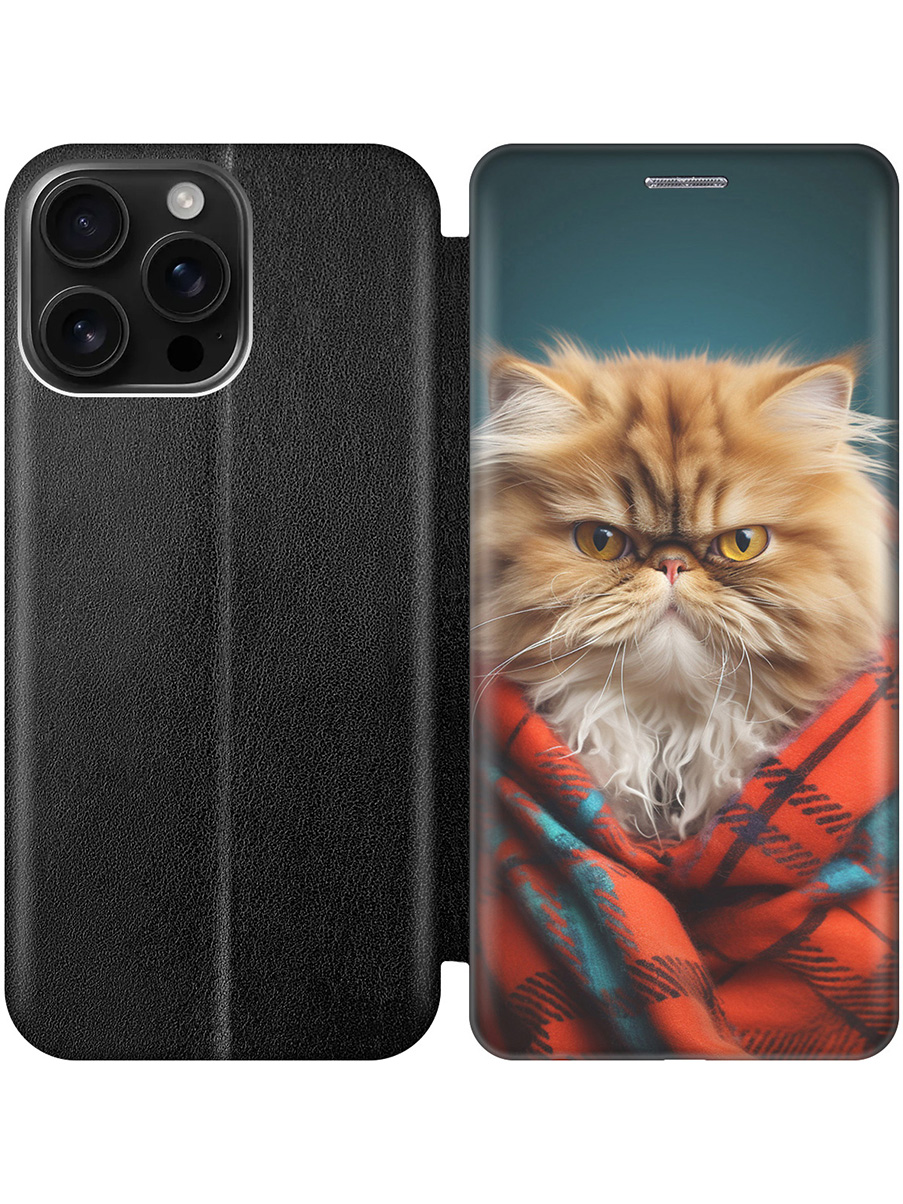 

Чехол-книжка на Apple iPhone 16 Pro Max с принтом "Недовольный котик" черный, Черный;красный;синий, 785198312