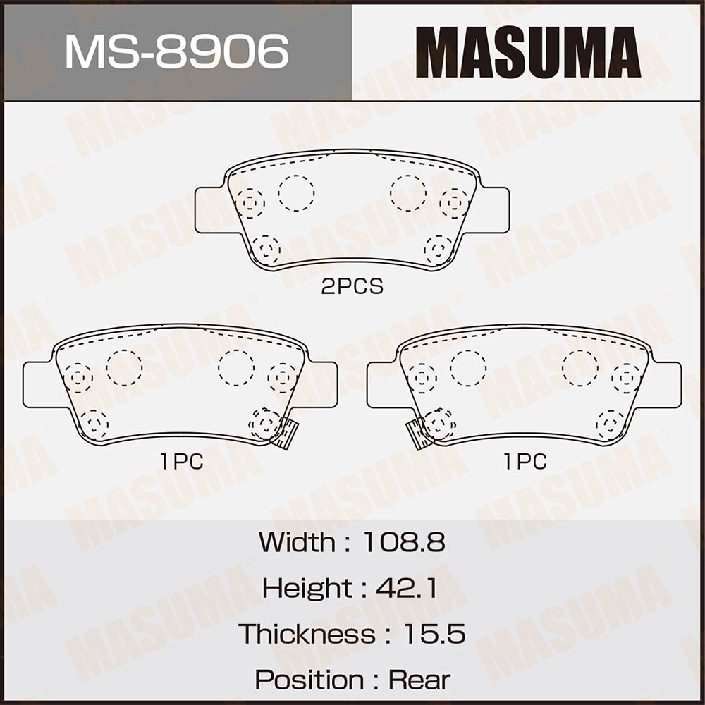 

Колодки Тормозные Honda Cr-V Iii 07-, Cr-V Iv 12- Задние Masuma Masuma арт. MS8906