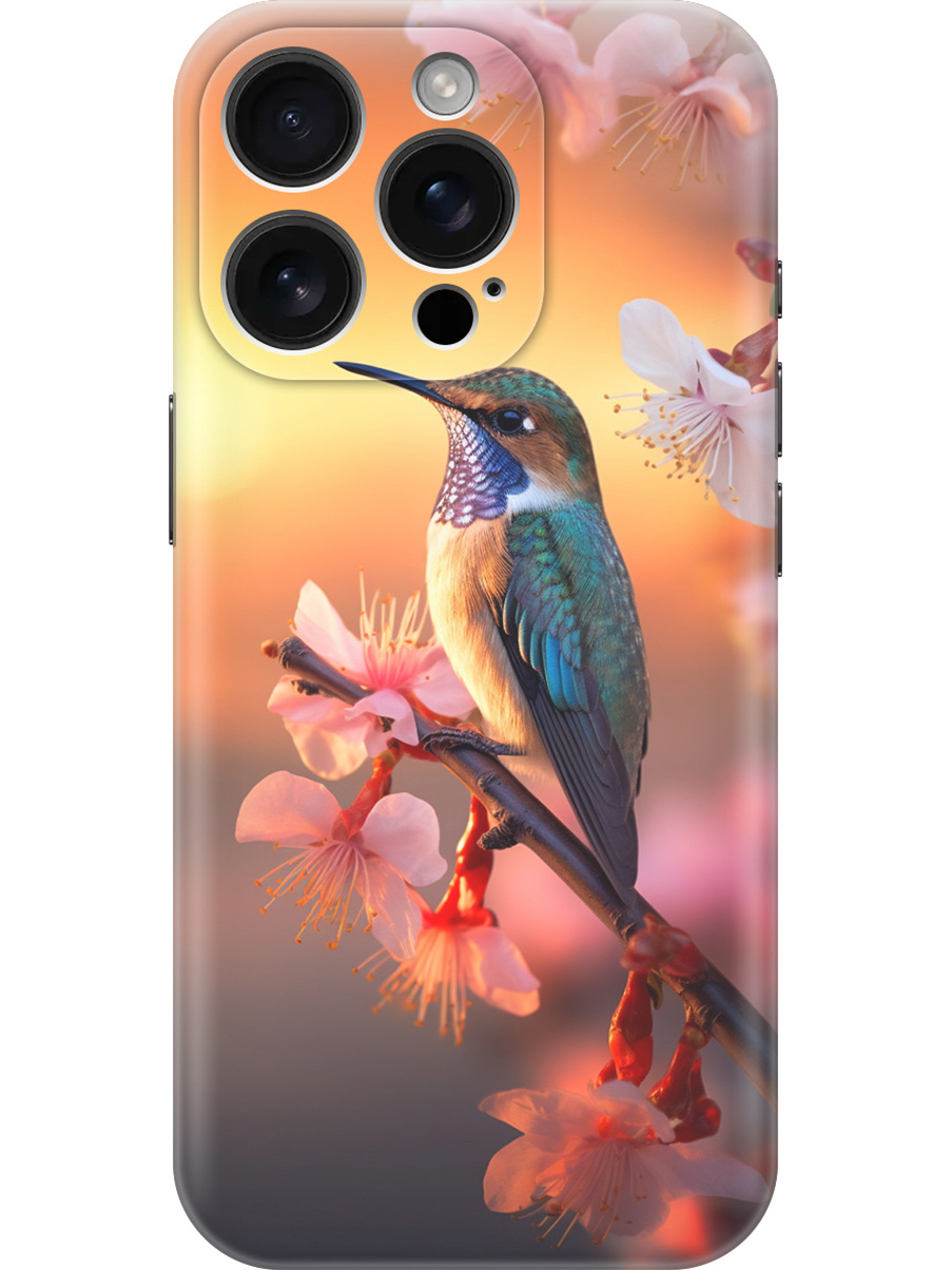 

Силиконовый чехол на Apple iPhone 16 Pro с принтом "Птичка и закат", Прозрачный;желтый;красный, 785197721
