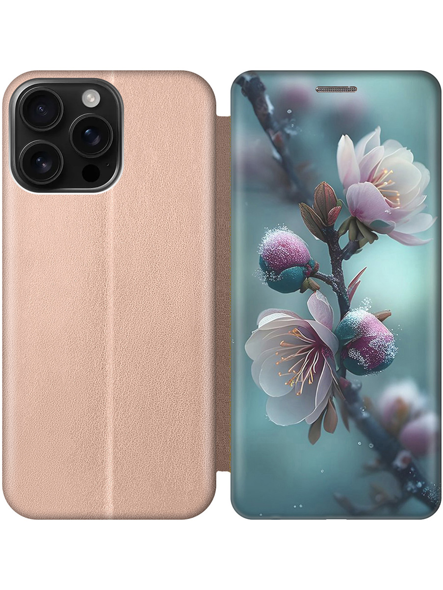 

Чехол-книжка на Apple iPhone 16 Pro Max с принтом "Распускающиеся бутоны" золотой, Золотистый;белый;голубой, 785198321