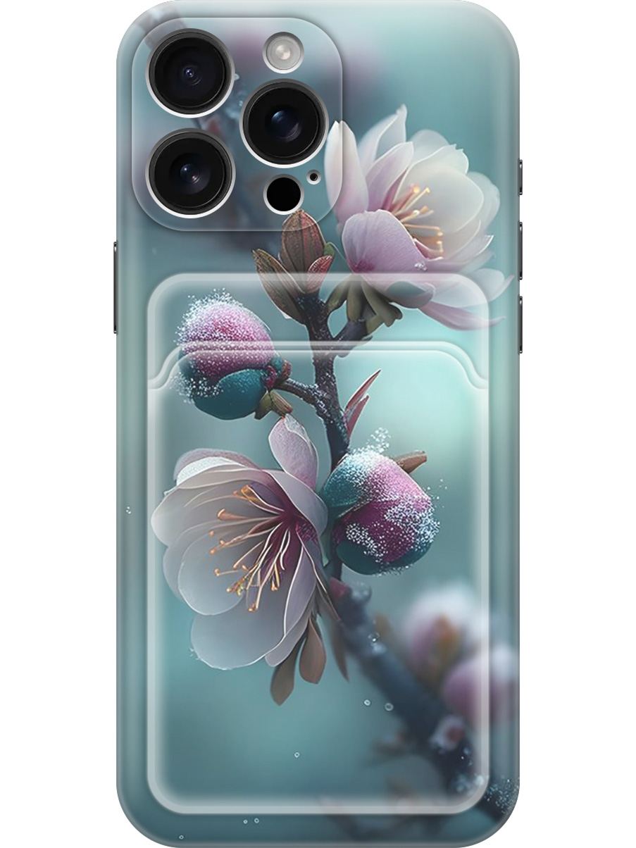 

Силиконовый чехол на Apple iPhone 16 Pro Max с принтом с карманом для карты 825666, Прозрачный;белый;голубой, 785198321