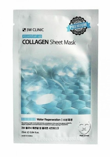 Тканевая маска для лица с коллагеном 3W Clinic Essential Up Collagen Sheet Mask evas fraijour тонер для лица прополис yuzu honey essential toner 250
