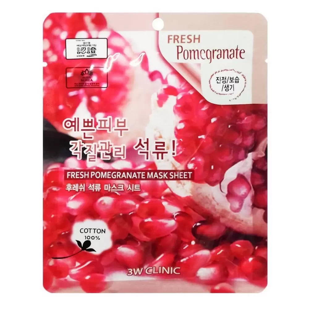 

Тканевая маска для лица 3W Clinic Fresh Pomegranate Mask Sheet с экстрактом граната, 23 мл, Тканевая маска