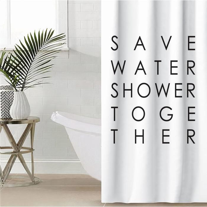 фото Шт.ора для ванной этель save water 145 х 180 , полиэстер
