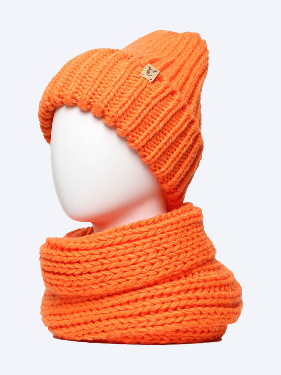 Комплект шапка и шарф женский Vitacci CH112023-12 оранжевый