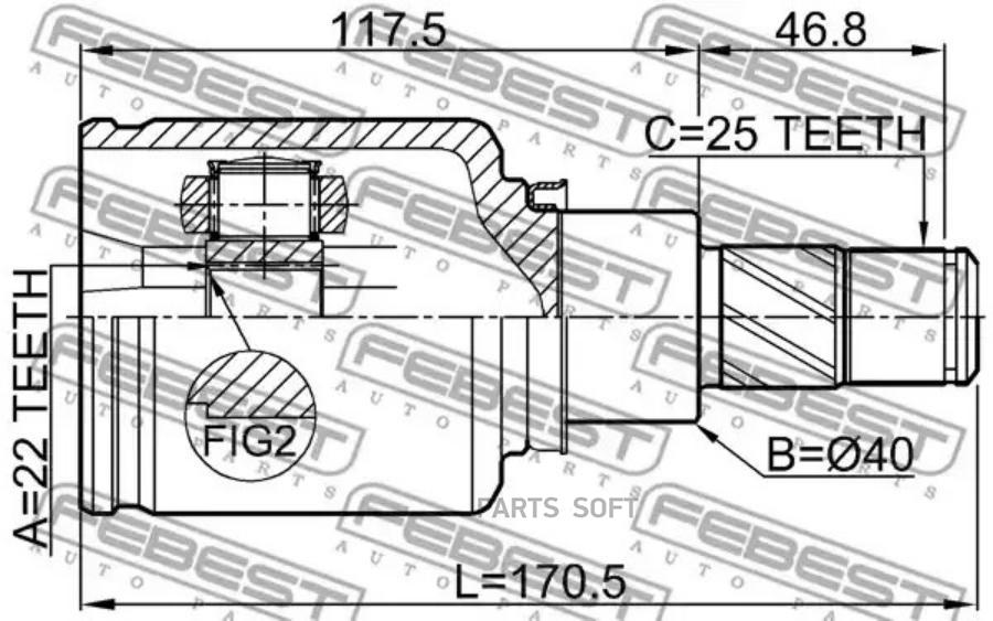 

Шрус Внутренний Левый Ккт FEBEST 0211F15LH