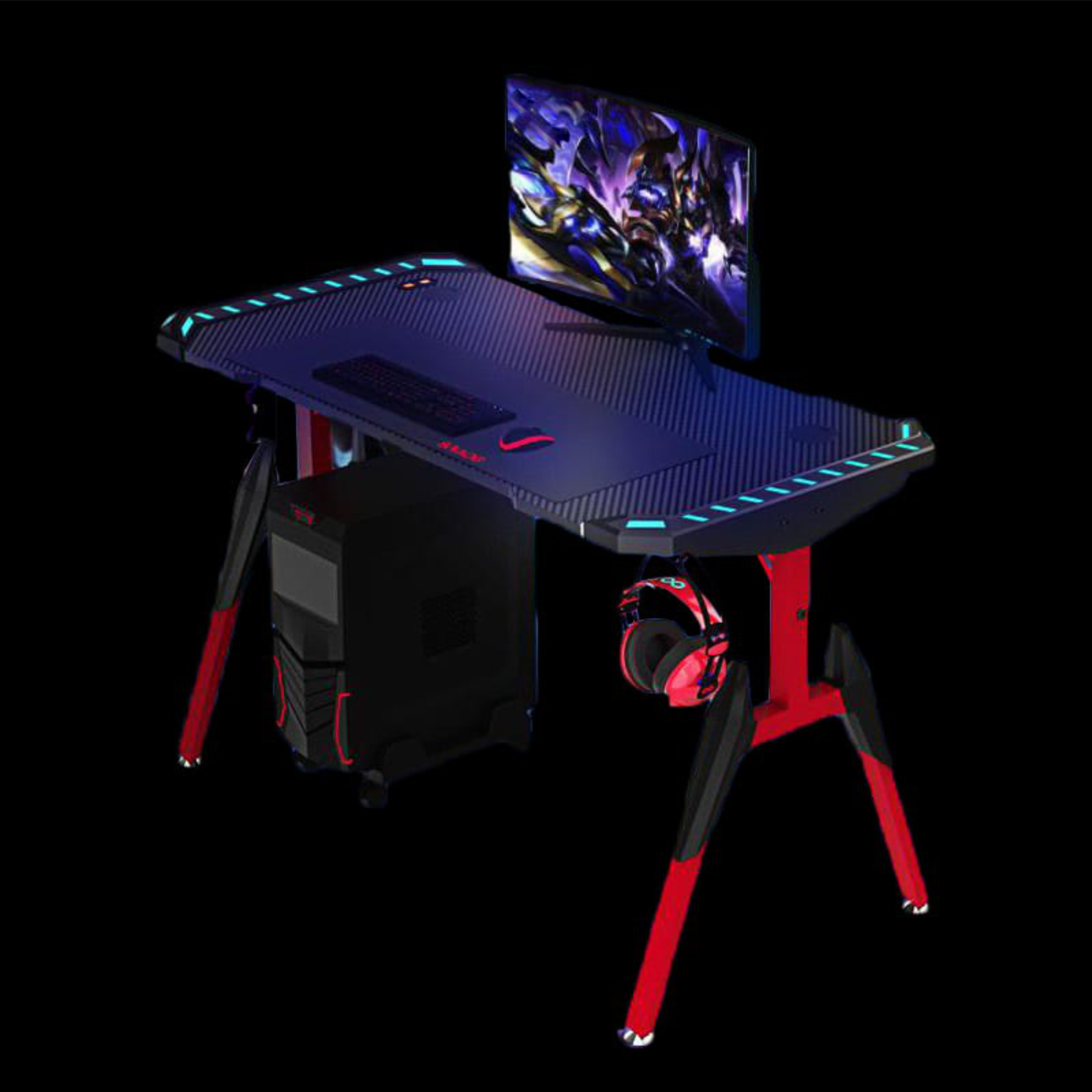 Профессиональный игровой компьютерный стол Mega Мебель Т1 Красный