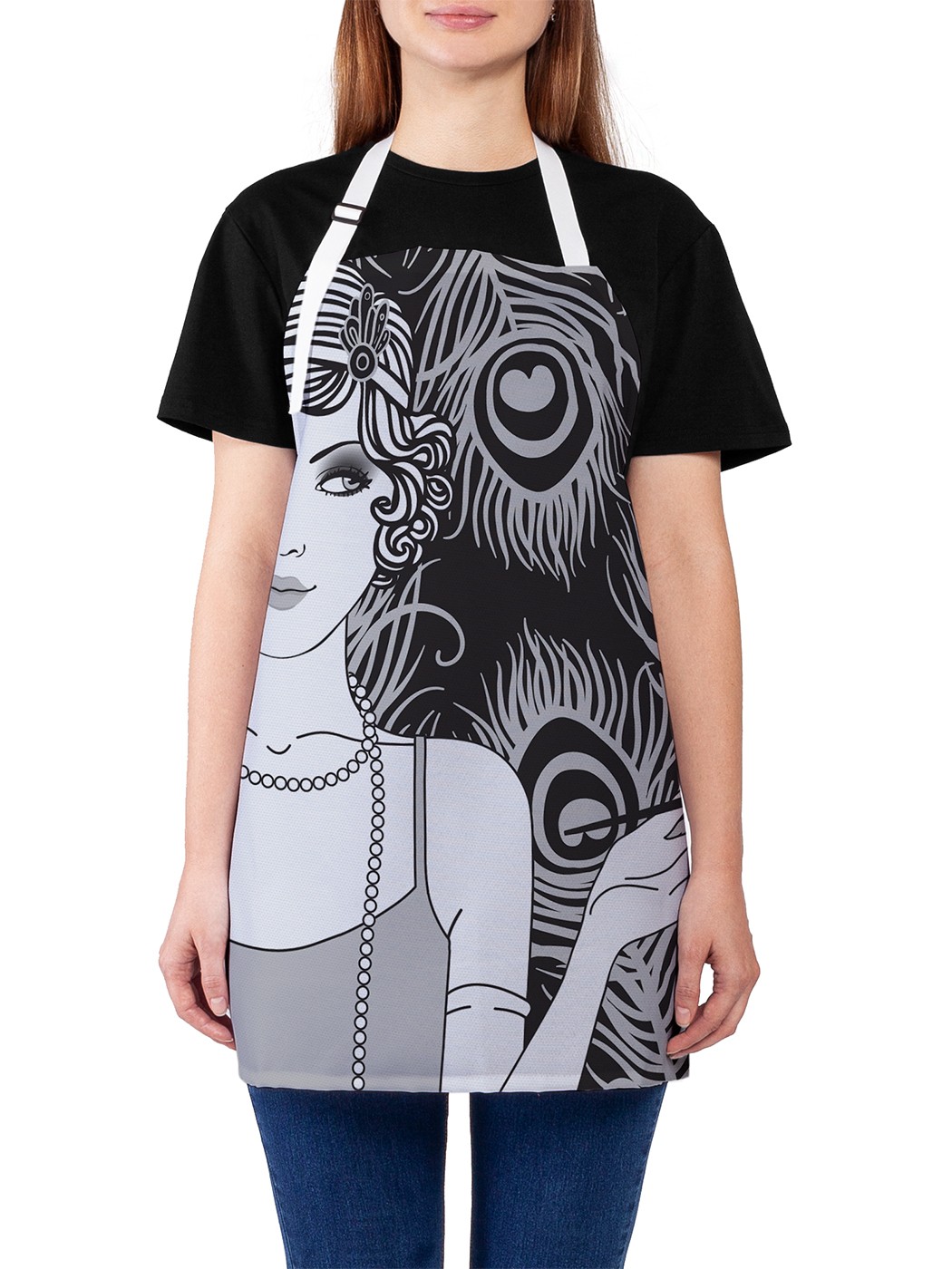 

Фартук женский JoyArty для готовки "Девушка в бусах", универсальный размер