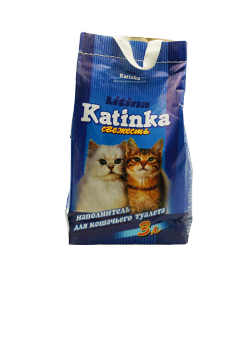 фото Комкующийся наполнитель для кошек katinka глиняный; 1.68 кг; 3 л