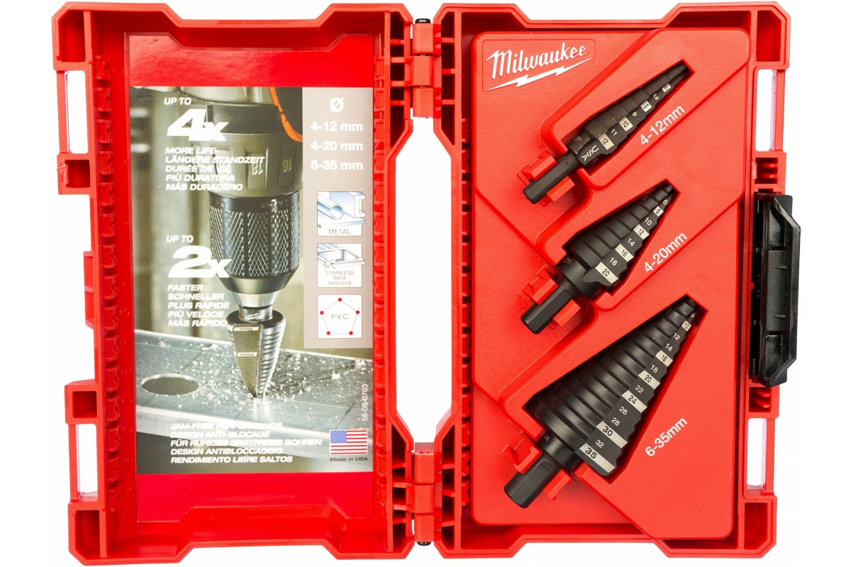 Набор ступенчатых сверл STEP DRILL SET-3PC (12/20/35 мм), MILWAUKEE