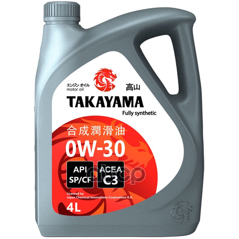 

Моторное масло TAKAYAMA синтетическое 0w30 Api Sp/Сf Acea C3 4л