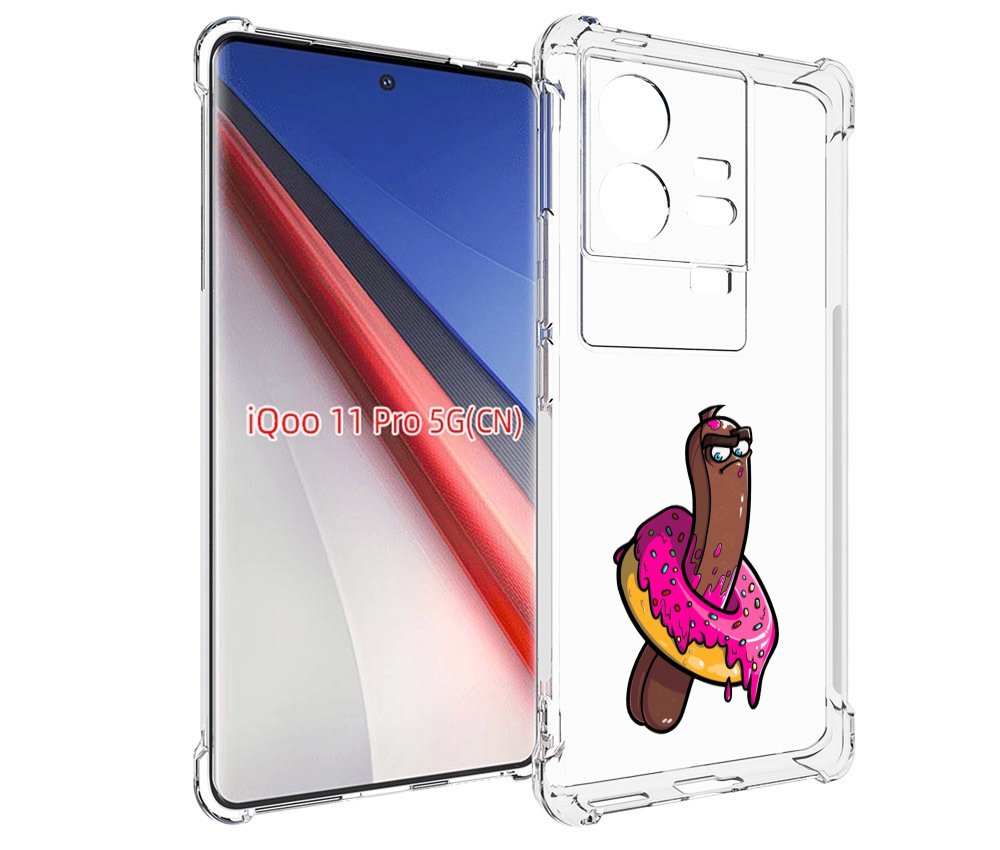 

Чехол бампер MyPads эклер в пончике для Vivo iQOO 11 Pro противо..., Прозрачный, Tocco