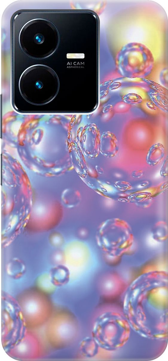 

Силиконовый чехол на Vivo Y22 с принтом "Необычные пузырьки", Белый;розовый, 157782